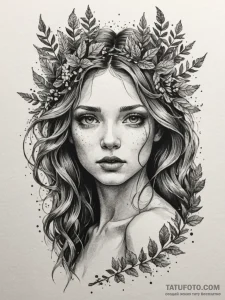 A forest nymph, her skin is like tree bark an... - эскиз тату (№1752131253_0, 10.07.2025 07:07) — Tatufoto.com