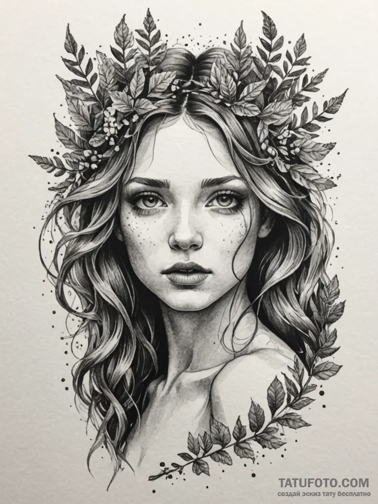 A forest nymph, her skin is like tree bark an… — эскиз тату (№1752131253_0, 10.07.2025 07:07) — Tatufoto.com