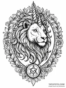 A beautiful, ornate coat of arms with a lion... - эскиз тату (№1752131591_0, 10.07.2025 07:13) — Tatufoto.com