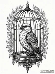 A beautiful, ornate cage, gilded and luxuriou... - эскиз тату (№1752131675_0, 10.07.2025 07:14) — Tatufoto.com