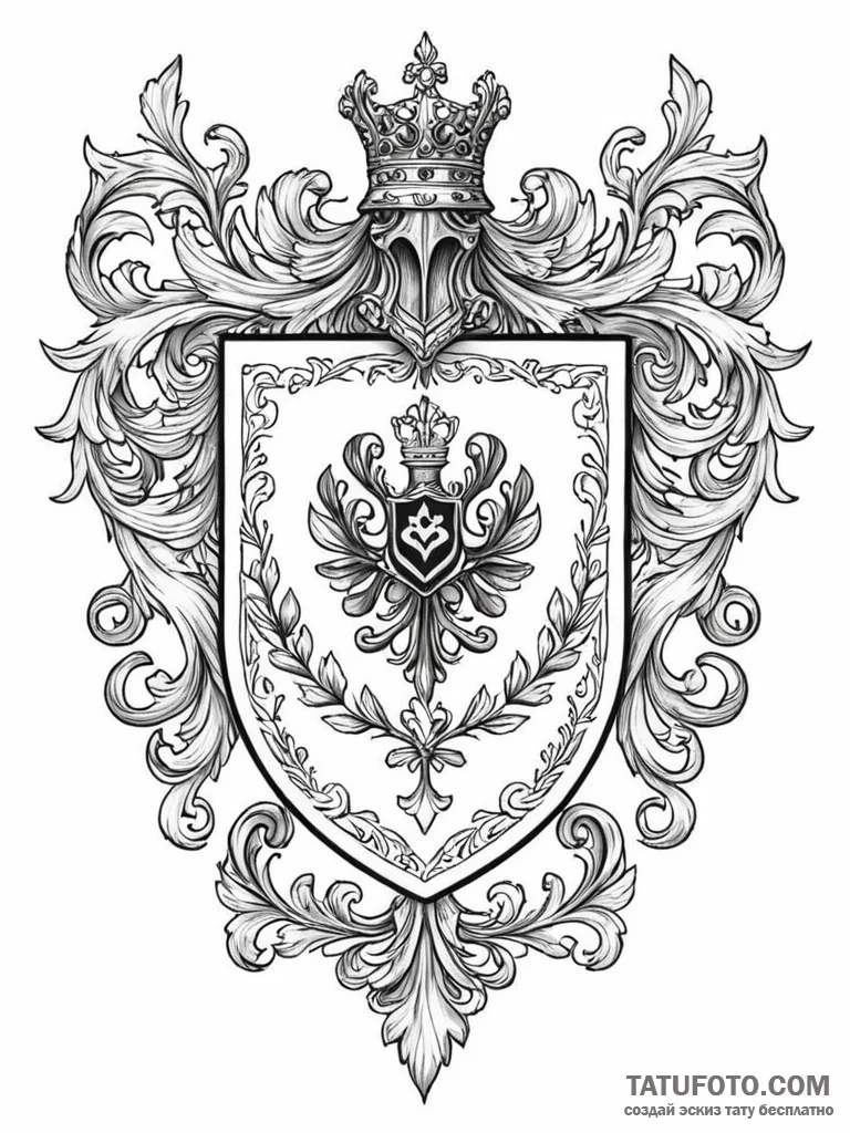 A beautiful, ornate family crest or coat of a... - эскиз тату (№1752132473_0, 10.07.2025 07:27) — Tatufoto.com