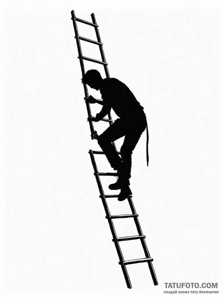 A simple, black silhouette of a person climbi... - эскиз тату (№1752132557_0, 10.07.2025 07:29) — Tatufoto.com