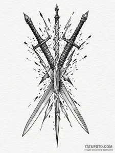 A pair of crossed swords, their blades are ja... - эскиз тату (№1752132641_0, 10.07.2025 07:30) — Tatufoto.com