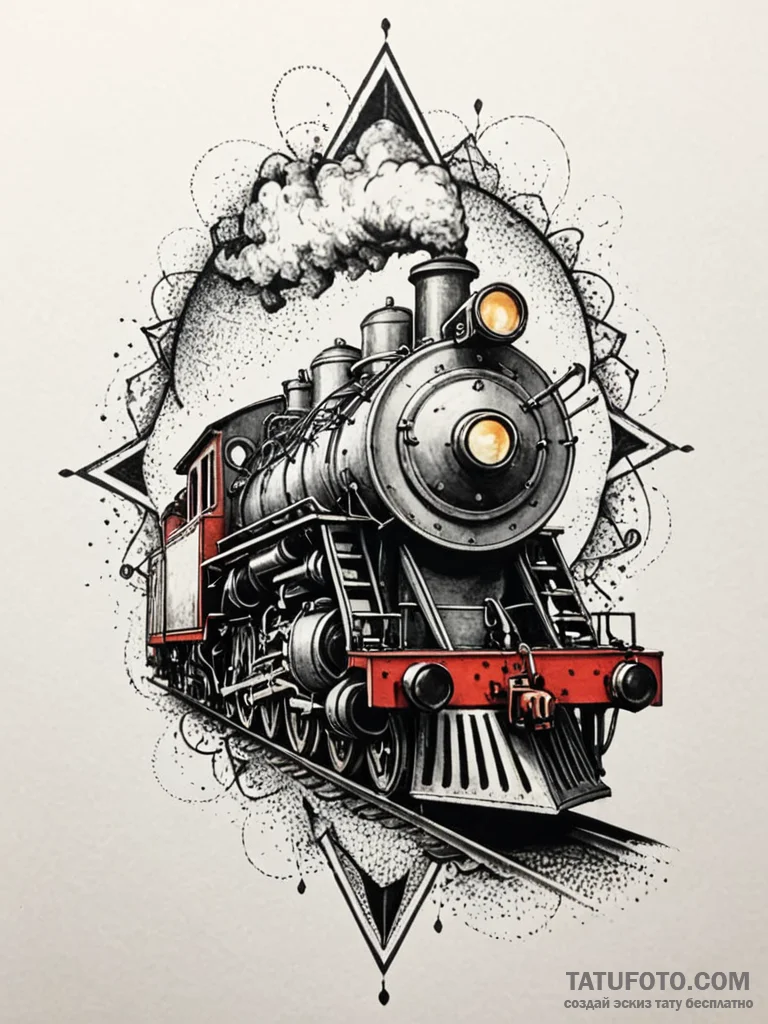 A powerful steam engine, a symbol of relentle… — эскиз тату (№1752132895_0, 10.07.2025 07:34) — Tatufoto.com