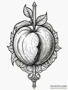 A realistic, juicy peach, a symbol of sensual... - эскиз тату (№1752133062_0, 10.07.2025 07:37) — Tatufoto.com