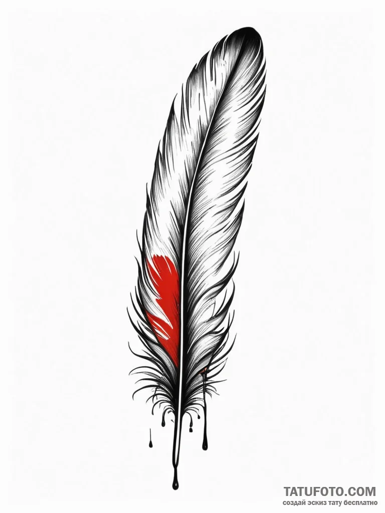 A beautiful, realistic feather, but it is hea... - эскиз тату (№1752133147_0, 10.07.2025 07:39) — Tatufoto.com