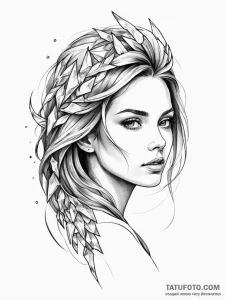 A beautiful woman with her hair made of cryst... - эскиз тату (№1752133569_0, 10.07.2025 07:46) — Tatufoto.com