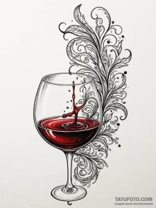 A single, perfect drop of red wine, as if spi... - эскиз тату (№1752133903_0, 10.07.2025 07:51) — Tatufoto.com