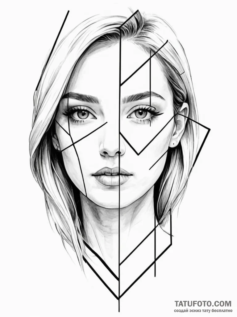 A portrait of a beautiful woman, half her fac… — эскиз тату (№1752133987_0, 10.07.2025 07:53) — Tatufoto.com