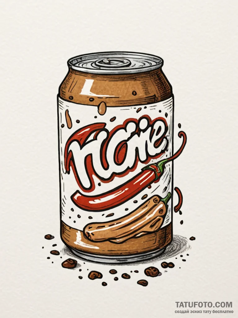 A single, generic "no name" brand can of food... - эскиз тату (№1752134153_0, 10.07.2025 07:55) — Tatufoto.com