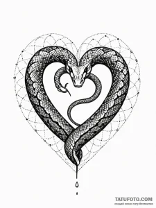 A snake, its body forming a heart shape, but... - эскиз тату (№1752134322_0, 10.07.2025 07:58) — Tatufoto.com