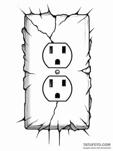 A simple drawing of a power outlet, but it's... - эскиз тату (№1752135340_0, 10.07.2025 08:15) — Tatufoto.com