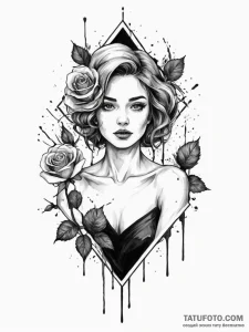 A woman holding a single, perfect, black rose... - эскиз тату (№1752135879_0, 10.07.2025 08:24) — Tatufoto.com