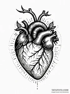A realistic human heart, with a single, black... - эскиз тату (№1752136379_0, 10.07.2025 08:32) — Tatufoto.com
