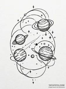 A beautiful, abstract space scene, with water... - эскиз тату (№1752136463_0, 10.07.2025 08:34) — Tatufoto.com