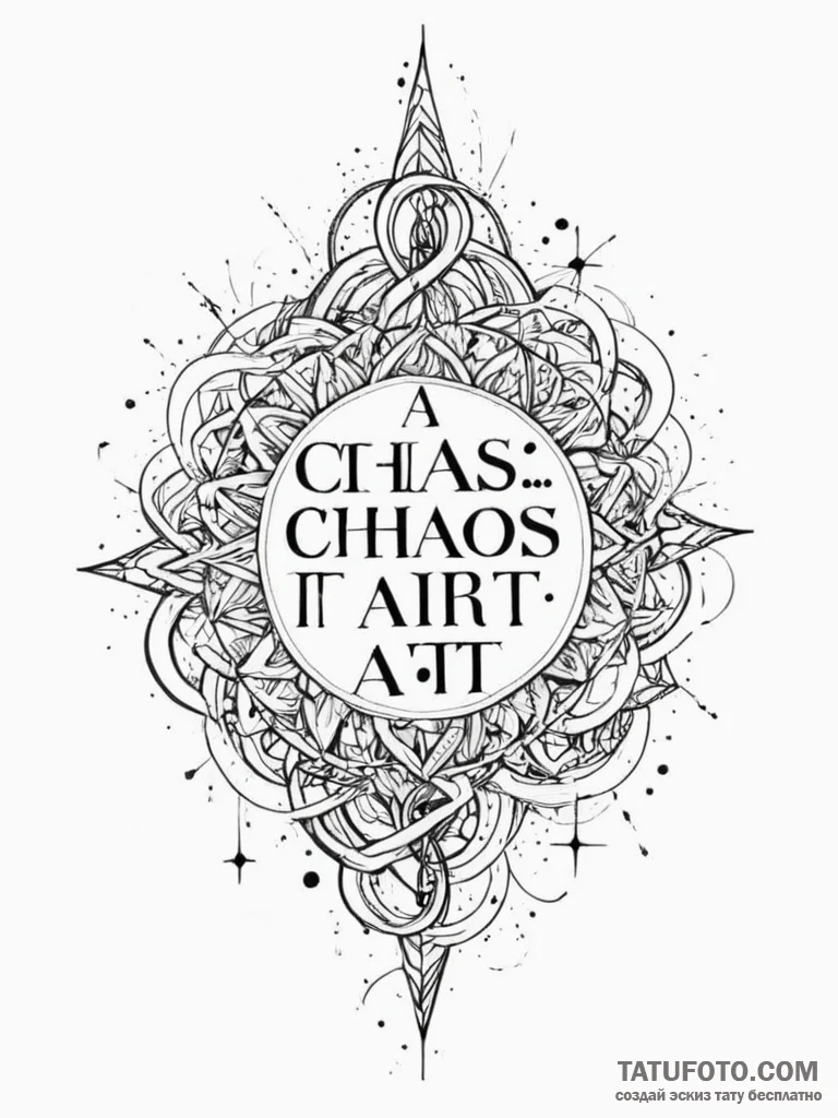 A quote «chaos, but make it art» — эскиз тату (№1752136547_0, 10.07.2025 08:35) — Tatufoto.com