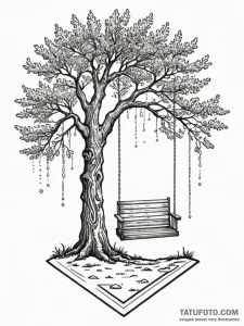 A beautiful, wise old tree, with a swing for... - эскиз тату (№1752136630_0, 10.07.2025 08:37) — Tatufoto.com