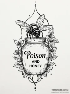 A phrase "poison and honey" - эскиз тату (№1752136883_0, 10.07.2025 08:41) — Tatufoto.com