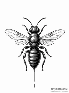 A hornet, its body is a sleek, black bomb wit... - эскиз тату (№1752136966_0, 10.07.2025 08:42) — Tatufoto.com