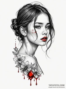 A girl whose tears are drops of honey, tattoo... - эскиз тату (№1752137049_0, 10.07.2025 08:44) — Tatufoto.com