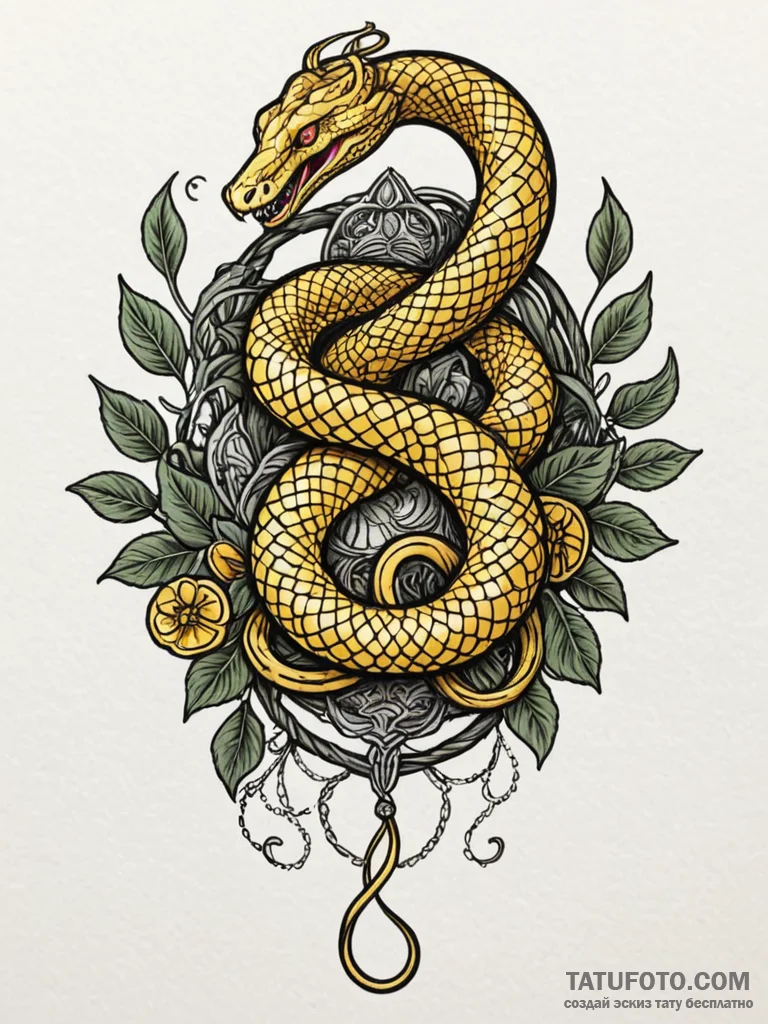 A beautiful, but venomous snake, its scales a… — эскиз тату (№1752137466_0, 10.07.2025 08:51) — Tatufoto.com