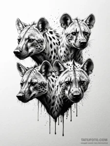 A powerful hunting pack of hyenas, their inte... - эскиз тату (№1752137719_0, 10.07.2025 08:55) — Tatufoto.com