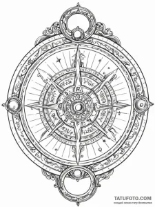 A beautiful, ornate astrolabe, for mapping th... - эскиз тату (№1752138306_0, 10.07.2025 09:05) — Tatufoto.com