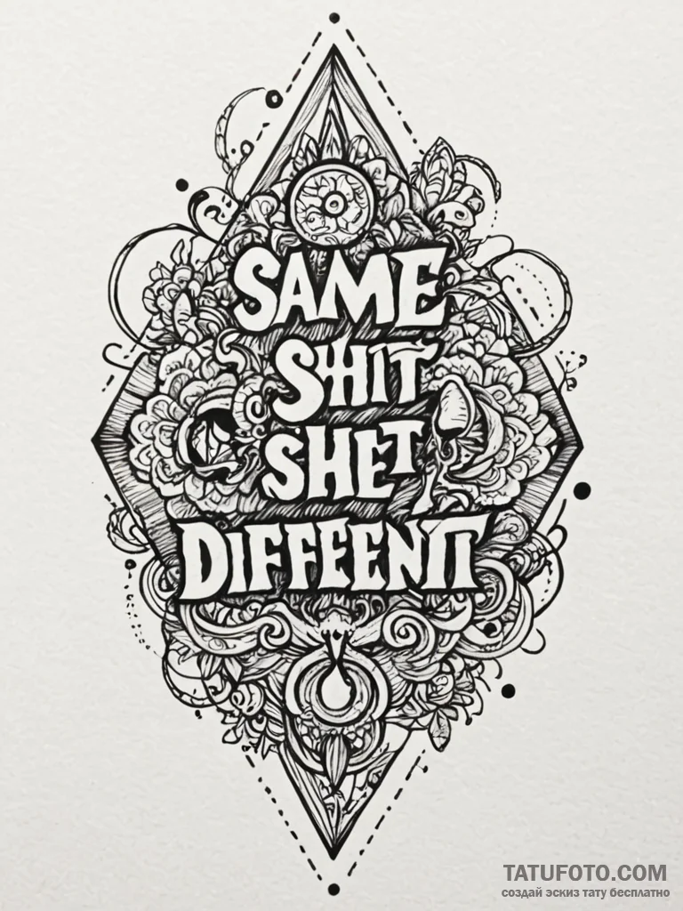 The phrase «same shit, different day», tattoo… — эскиз тату (№1752138389_0, 10.07.2025 09:06) — Tatufoto.com