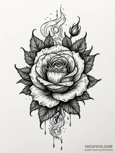 A single, perfect black rose, but its thorns... - эскиз тату (№1752138724_0, 10.07.2025 09:12) — Tatufoto.com