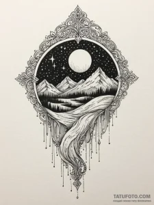 A beautiful, abstract aurora borealis, a curt... - эскиз тату (№1752138809_0, 10.07.2025 09:13) — Tatufoto.com