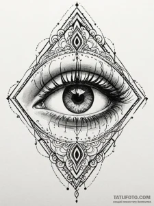 A realistic human eye, crying a single, bold,... - эскиз тату (№1752139059_0, 10.07.2025 09:17) — Tatufoto.com