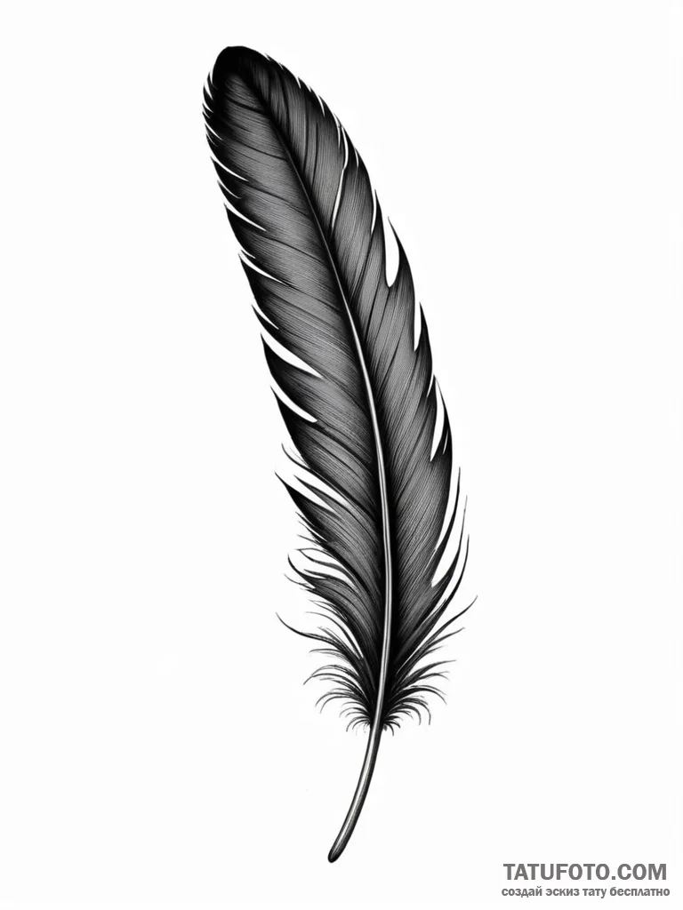 A single, black feather, but it is from a dar... - эскиз тату (№1752139309_0, 10.07.2025 09:21) — Tatufoto.com