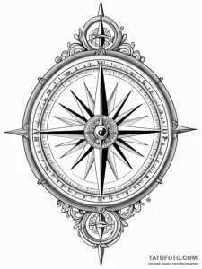 A beautiful, ornate antique compass, symboliz... - эскиз тату (№1752139475_0, 10.07.2025 09:24) — Tatufoto.com