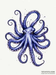 An octopus, its tentacles are swirls of deep... - эскиз тату (№1752139695_0, 10.07.2025 09:28) — Tatufoto.com