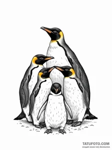 A beautiful, strong colony of penguins, huddl... - эскиз тату (№1752139944_0, 10.07.2025 09:32) — Tatufoto.com