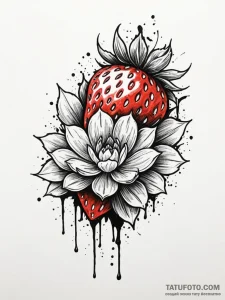 A realistic, succulent strawberry, with a bit... - эскиз тату (№1752140409_0, 10.07.2025 09:40) — Tatufoto.com