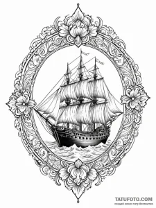A beautiful, ornate ship's logbook, for recor... - эскиз тату (№1752140494_0, 10.07.2025 09:41) — Tatufoto.com