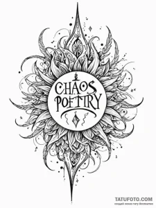 A phrase "chaos and poetry" - эскиз тату (№1752140580_0, 10.07.2025 09:43) — Tatufoto.com