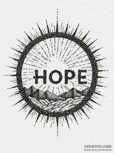 A single, powerful word "hope", with a tiny,... - эскиз тату (№1752140837_0, 10.07.2025 09:47) — Tatufoto.com