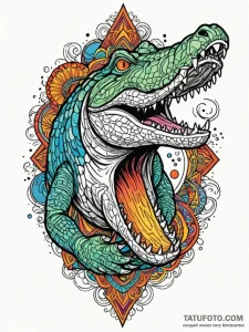 A powerful saltwater crocodile, the apex pred... - эскиз тату (№1752141181_0, 10.07.2025 09:53) — Tatufoto.com