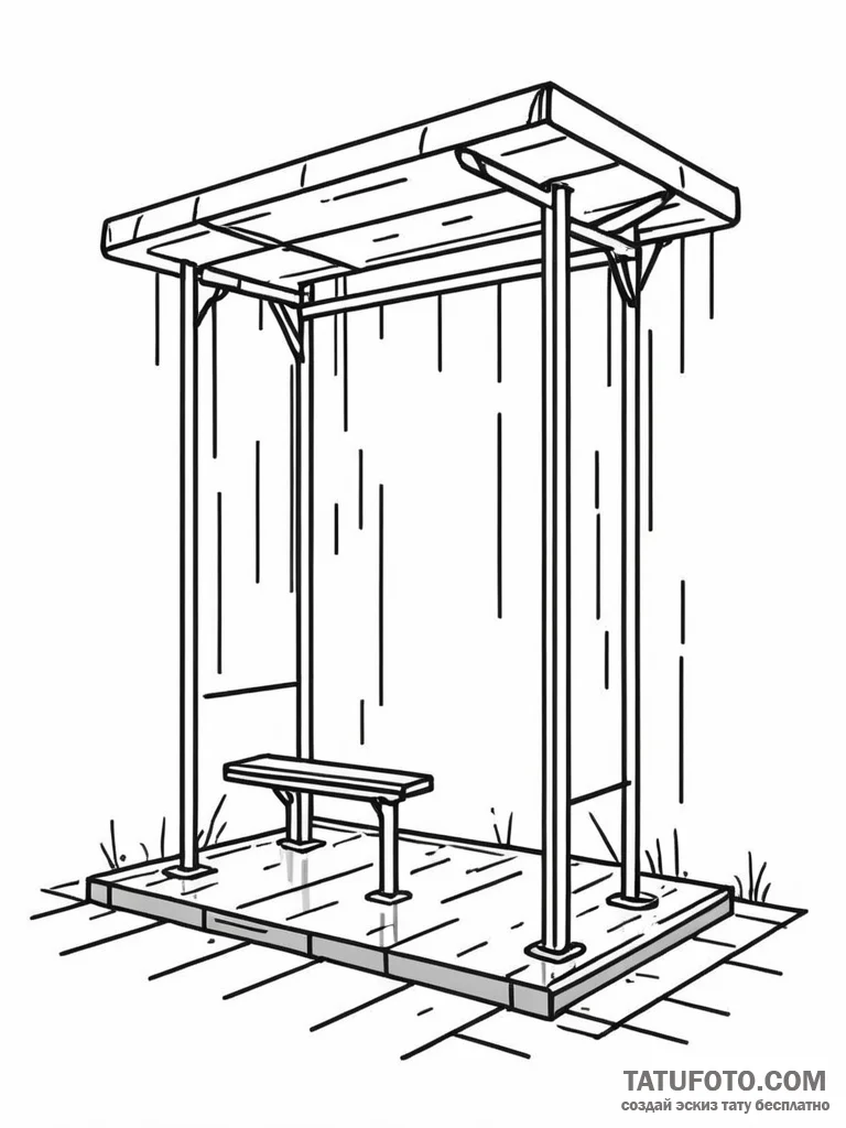 A simple outline of a bus stop shelter in the... - эскиз тату (№1752141263_0, 10.07.2025 09:54) — Tatufoto.com