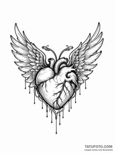 A human heart, with wings, ready to soar with... - эскиз тату (№1752141346_0, 10.07.2025 09:55) — Tatufoto.com