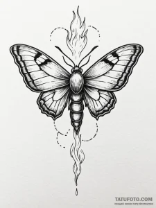 A beautiful, realistic moth, attracted to a f... - эскиз тату (№1752141679_0, 10.07.2025 10:01) — Tatufoto.com