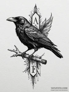 A realistic raven, its feathers are sharp, bl... - эскиз тату (№1752141761_0, 10.07.2025 10:02) — Tatufoto.com