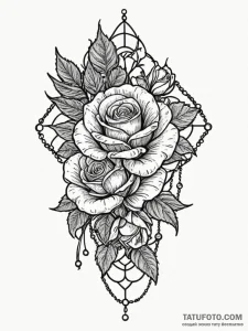 A garter belt made of thorny rose vines, tatt... - эскиз тату (№1752142098_0, 10.07.2025 10:08) — Tatufoto.com