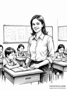 A beautiful, serene image of a teacher and a... - эскиз тату (№1752142264_0, 10.07.2025 10:11) — Tatufoto.com