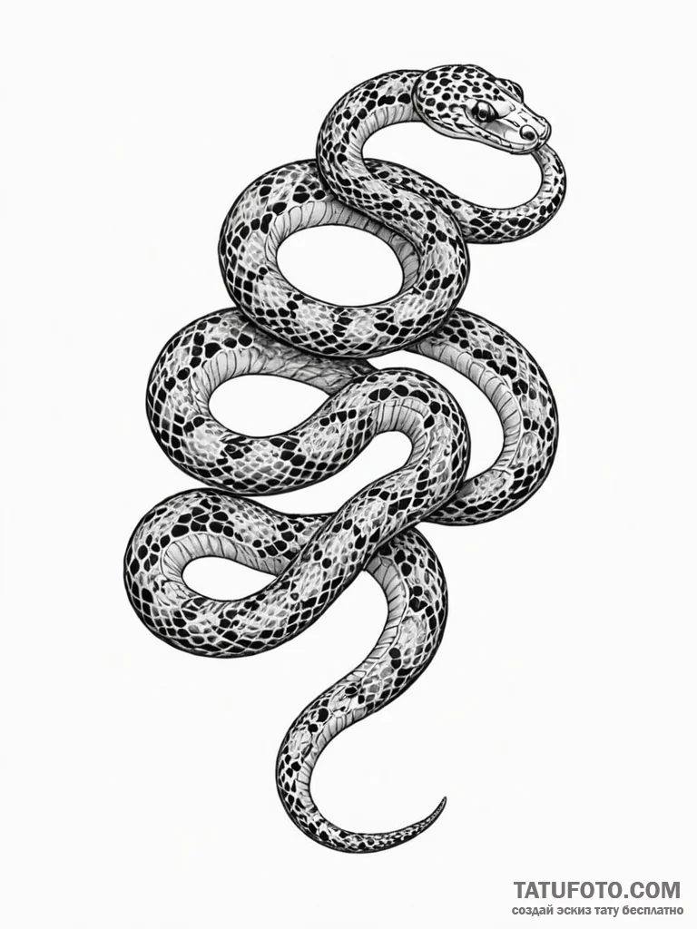 A snake, its scales have the pattern of a leo... - эскиз тату (№1752142512_0, 10.07.2025 10:15) — Tatufoto.com