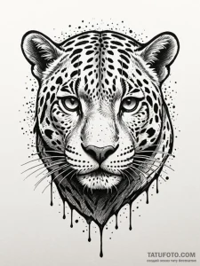 A powerful jaguar, its spots are smoldering e... - эскиз тату (№1752142763_0, 10.07.2025 10:19) — Tatufoto.com
