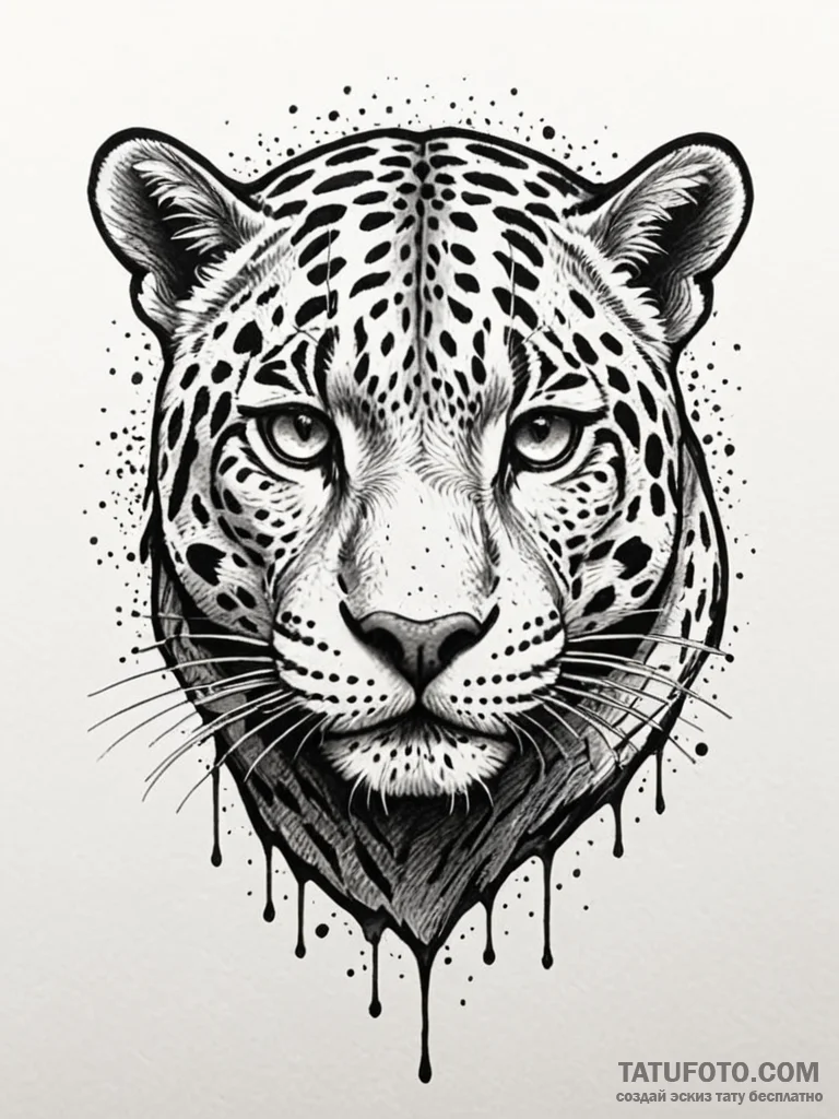 A powerful jaguar, its spots are smoldering e… — эскиз тату (№1752142763_0, 10.07.2025 10:19) — Tatufoto.com