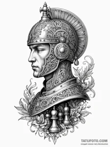 A drawing of a pawn chess piece, but it's wea... - эскиз тату (№1752142931_0, 10.07.2025 10:22) — Tatufoto.com